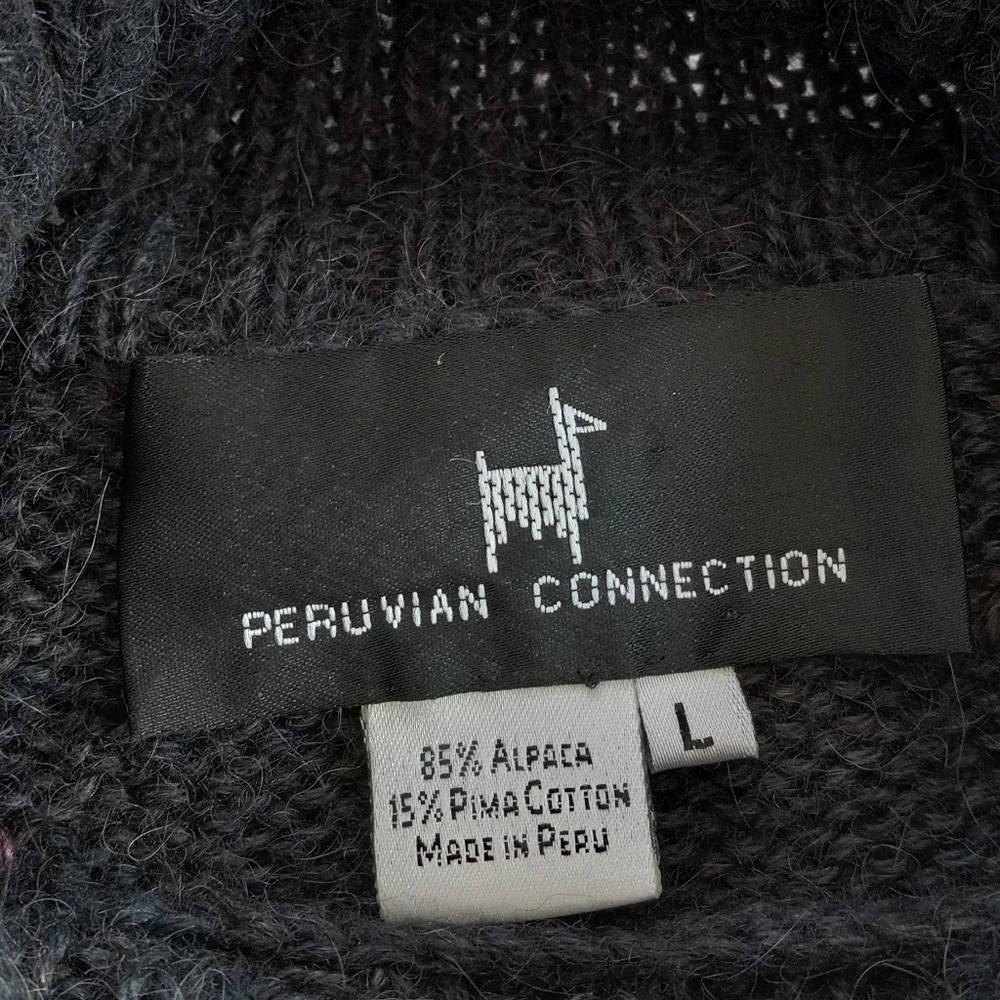 Peruvian Connection Aplaca Sweater Floral Patchwork Embroidery Pom Pom Artsy - Picture 9 of 16